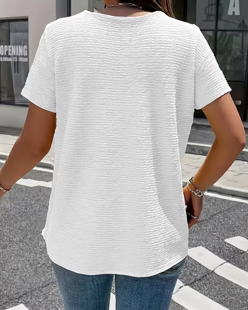 Peter Pan Collar T-Shirt with Buttons