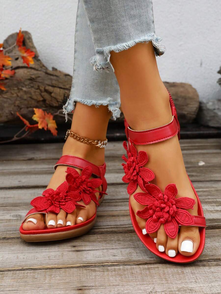 Waldoz Flora | Orthopädische Sandalen mit Blumenapplikation