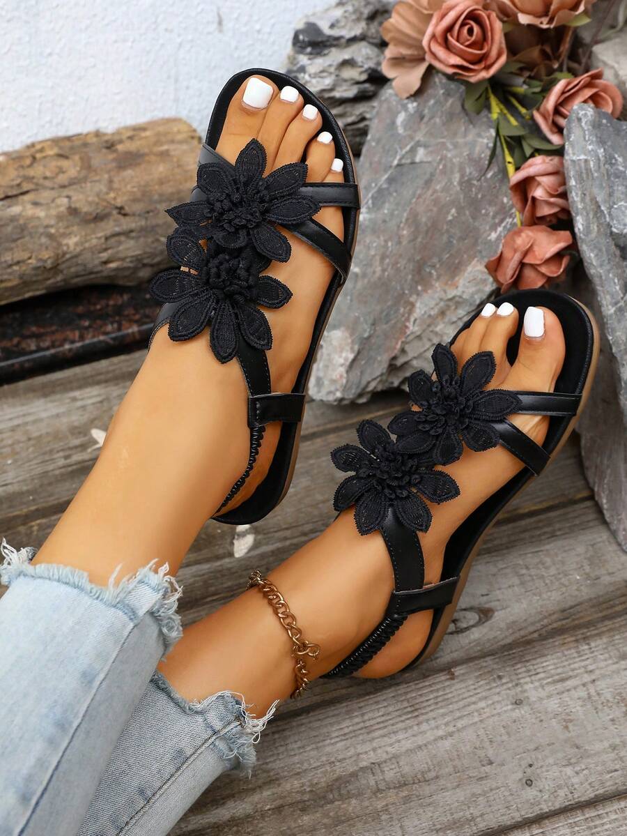 Waldoz Flora | Orthopädische Sandalen mit Blumenapplikation
