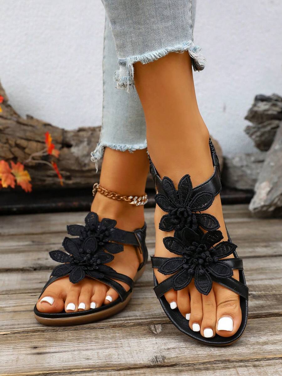 Waldoz Flora | Orthopädische Sandalen mit Blumenapplikation
