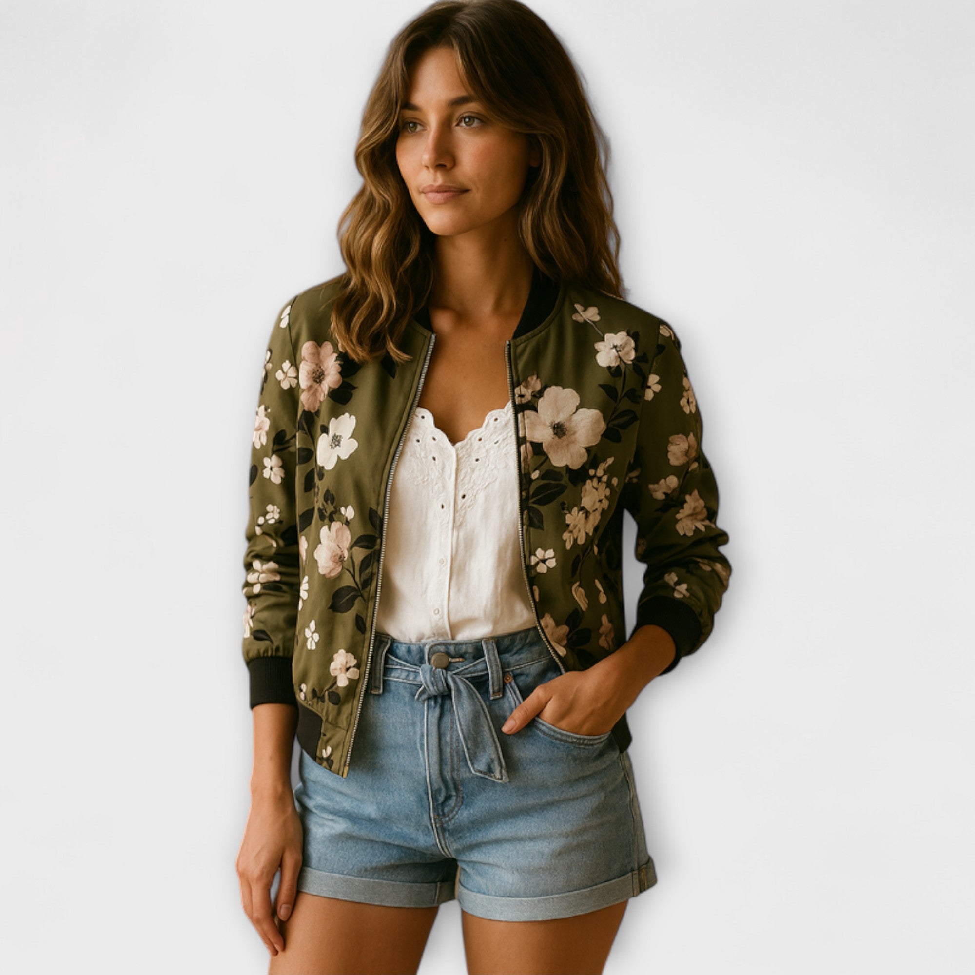 Sommerfeld™ | Kaelin – Stylische Bomberjacke mit Blumenmuster